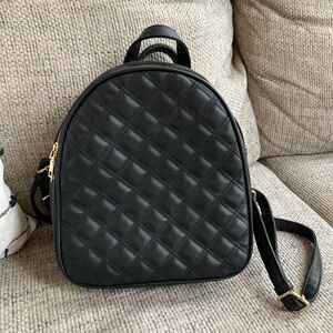 Black Quilted Backpack Purse
